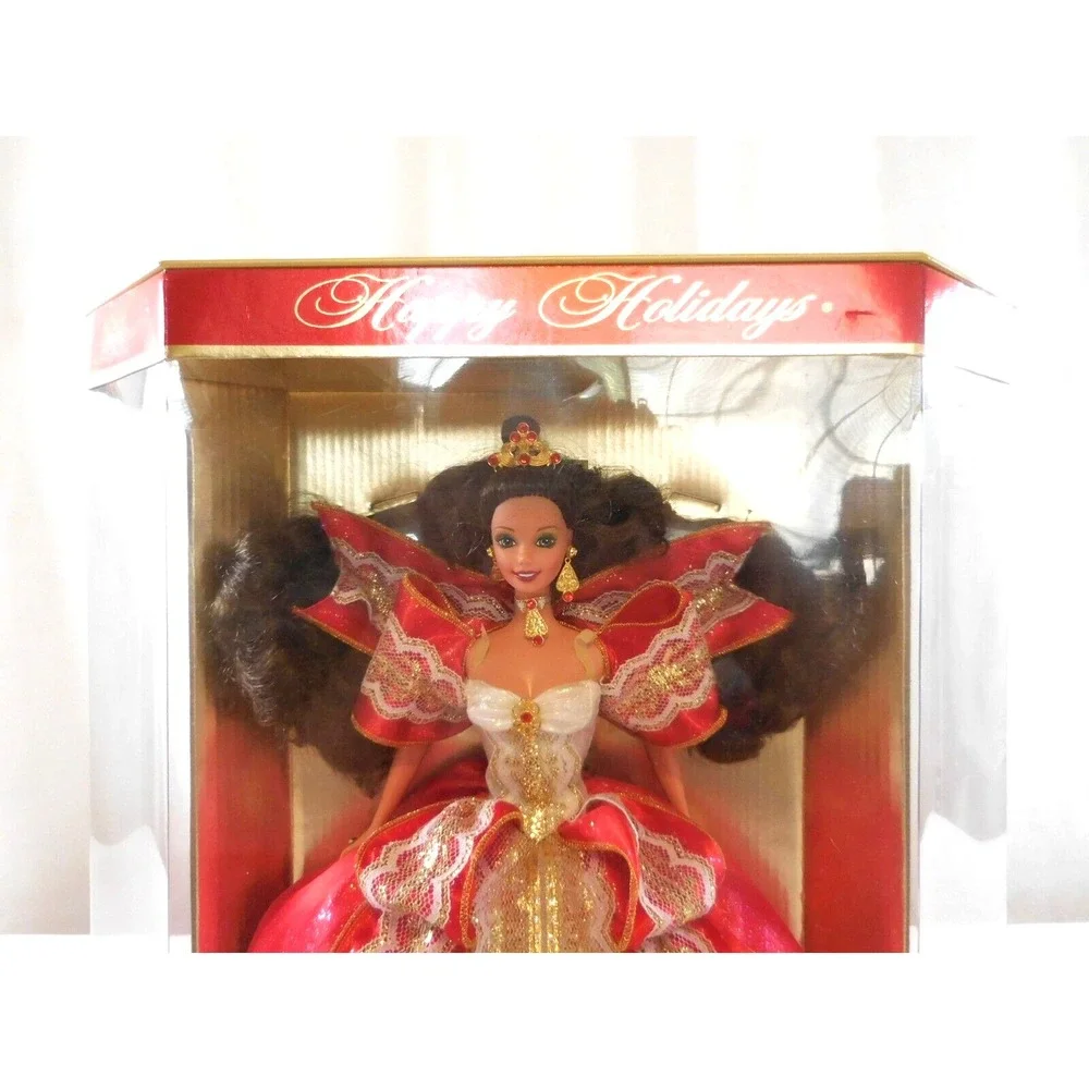 Brunette Barbie Happy Holidays #17832, Special Edition 10th Anniv. 1997 Gold